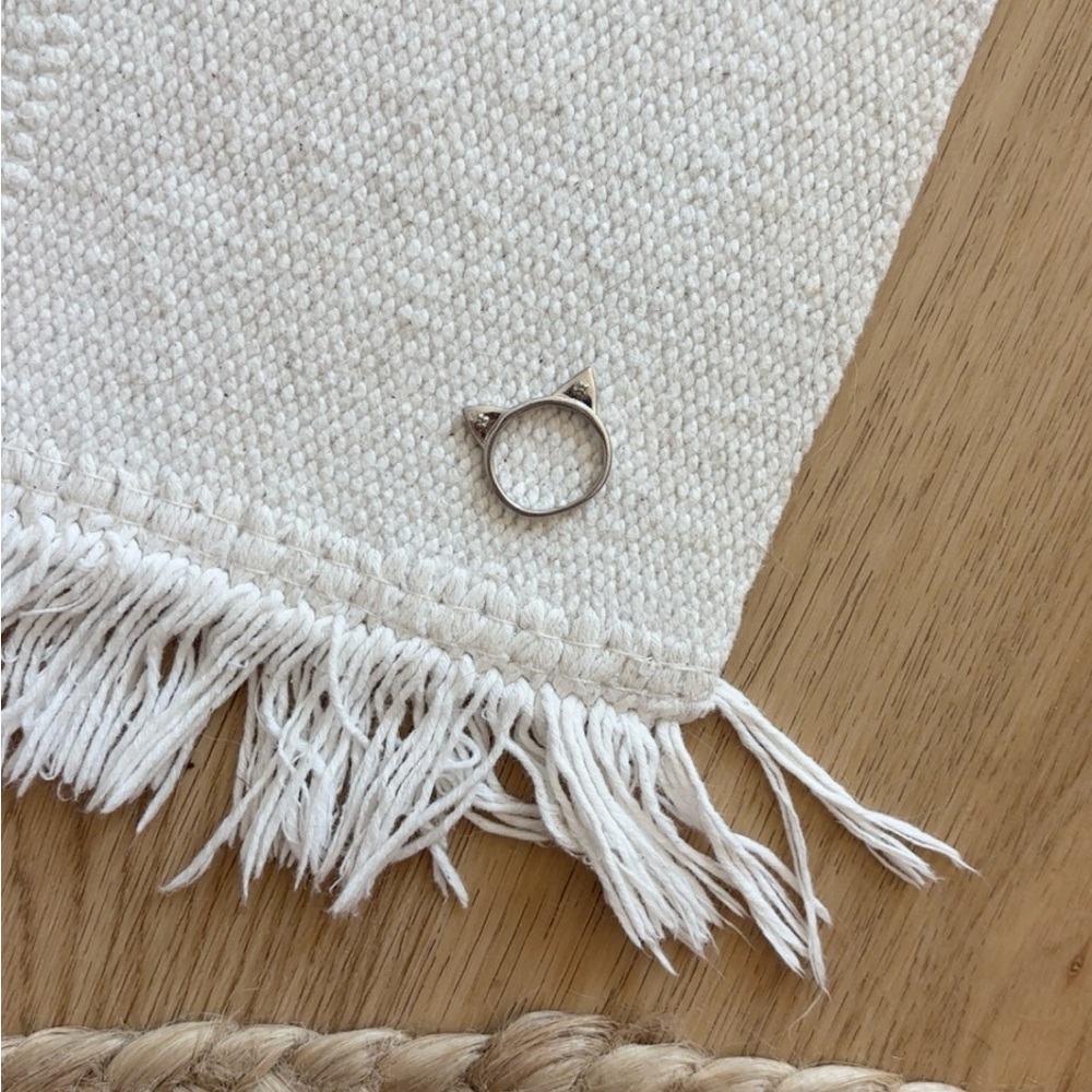 925 Sterling Silver Diamond Cat Ring